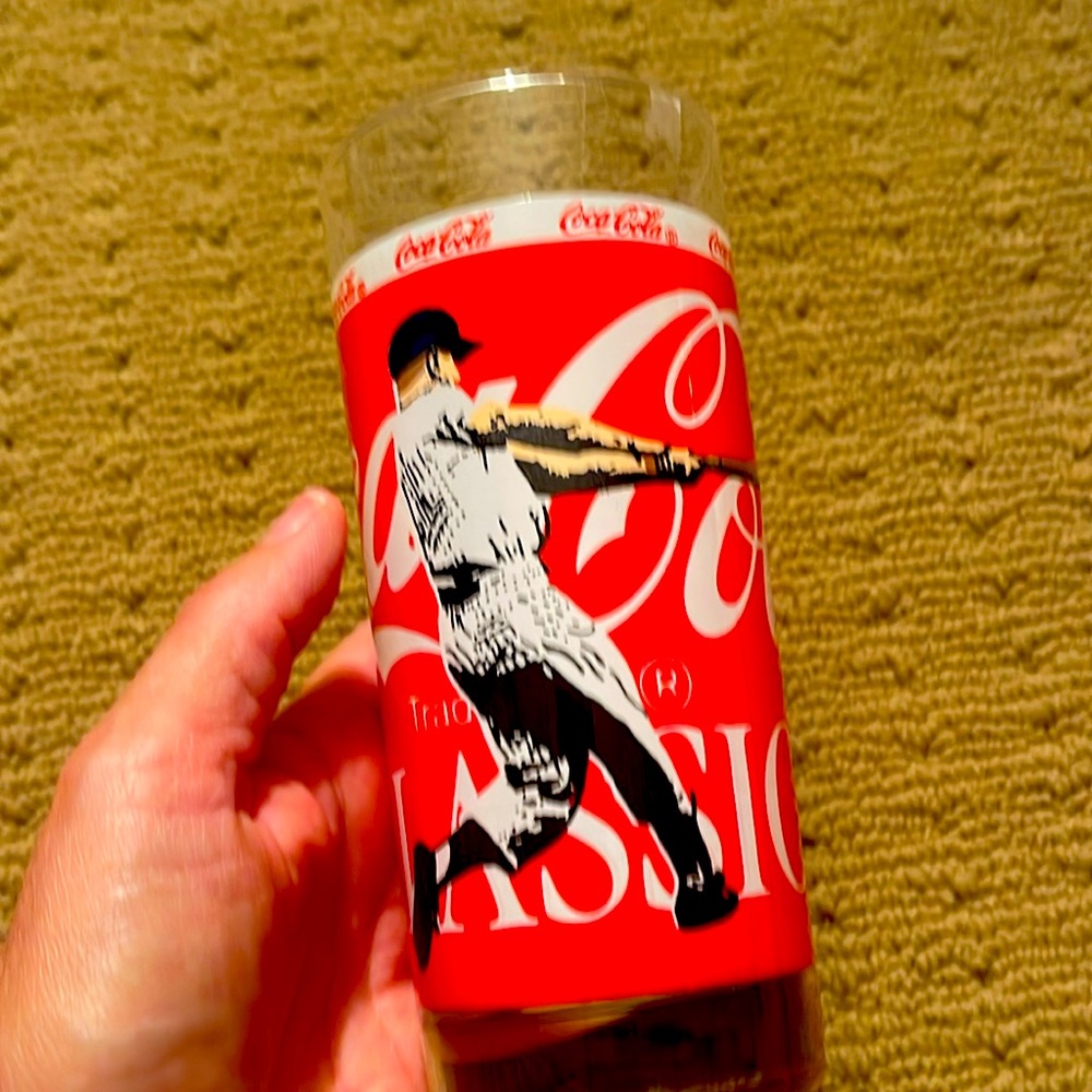 Vtg Major League Baseball Mickey Mantle Coca-Cola Coke Glass 6.5”
